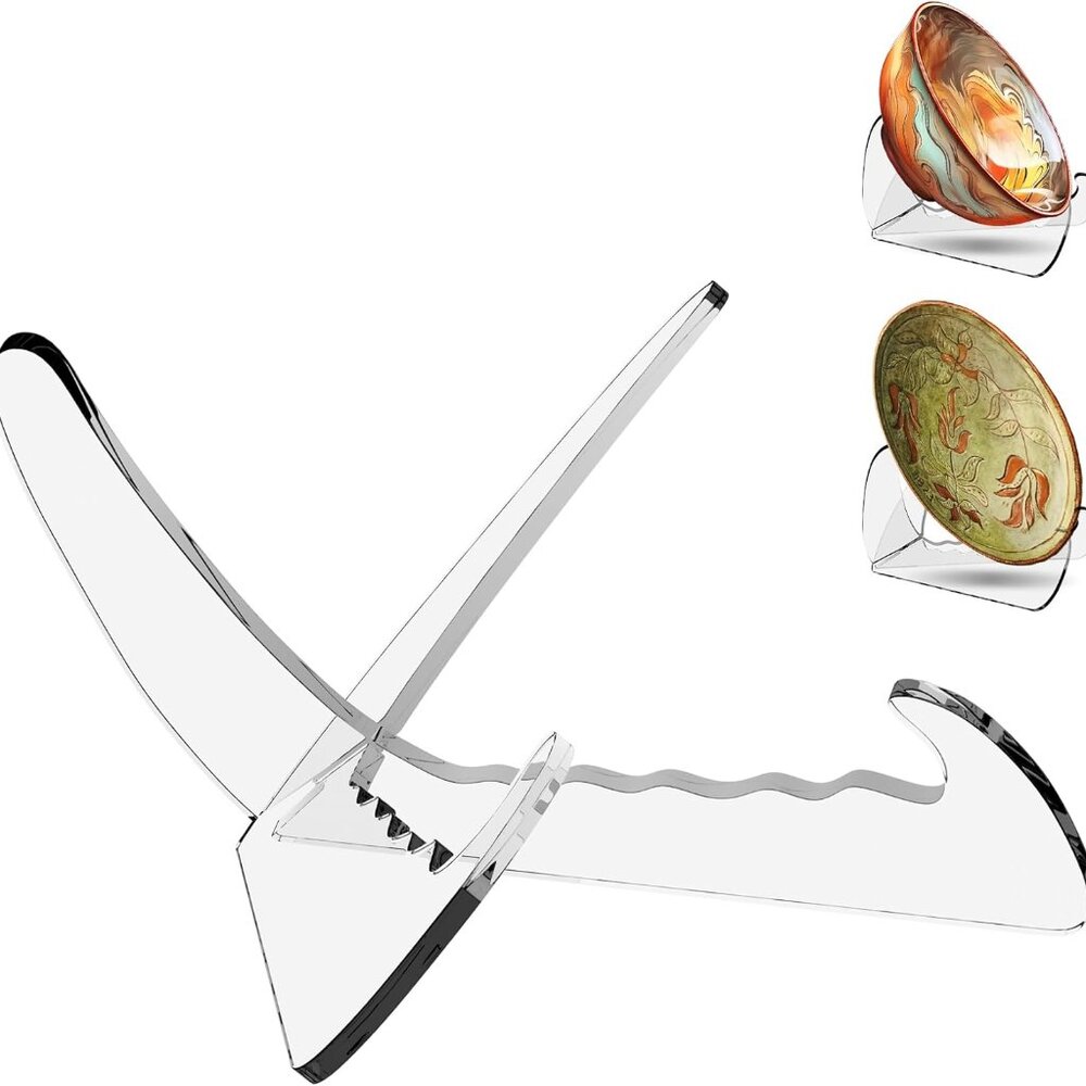Acrylic Bowl Display Stand, 3.5 Inch.  1PC Clear Acrylic Bowl Plate Art Display
